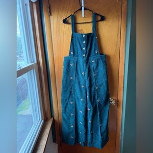 CIDER Teal Embroidered Corduroy Jumper